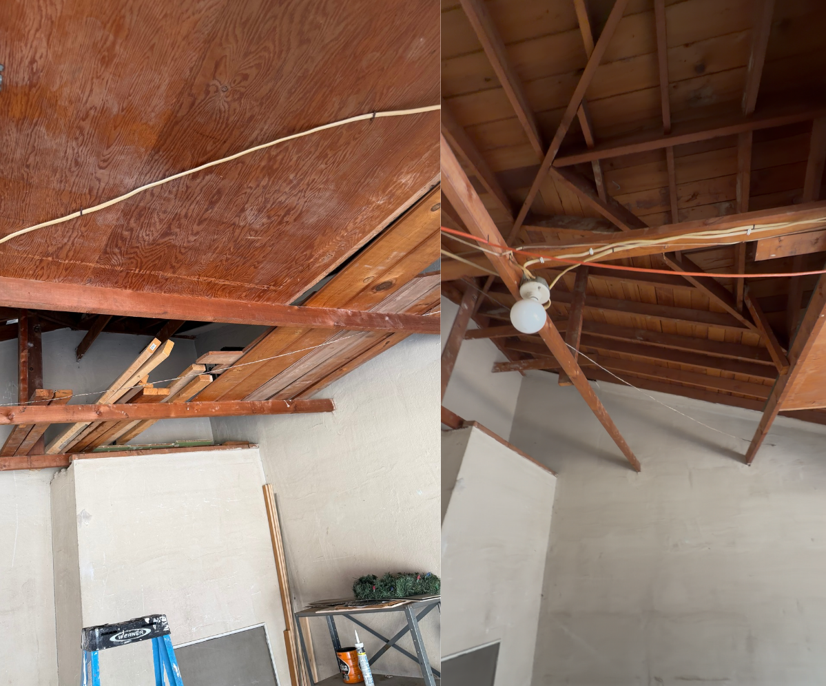 Overhead garage storage before and after