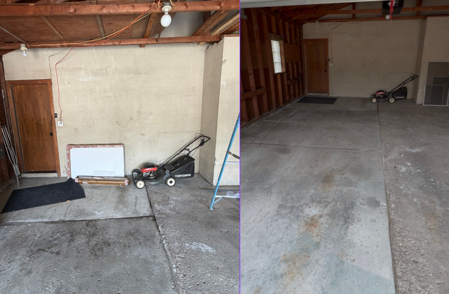 Garage wall area before and after